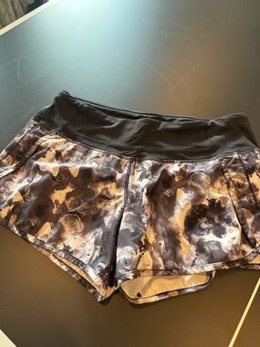 lululemon athletica Black and Gray Floral Athletic Shorts